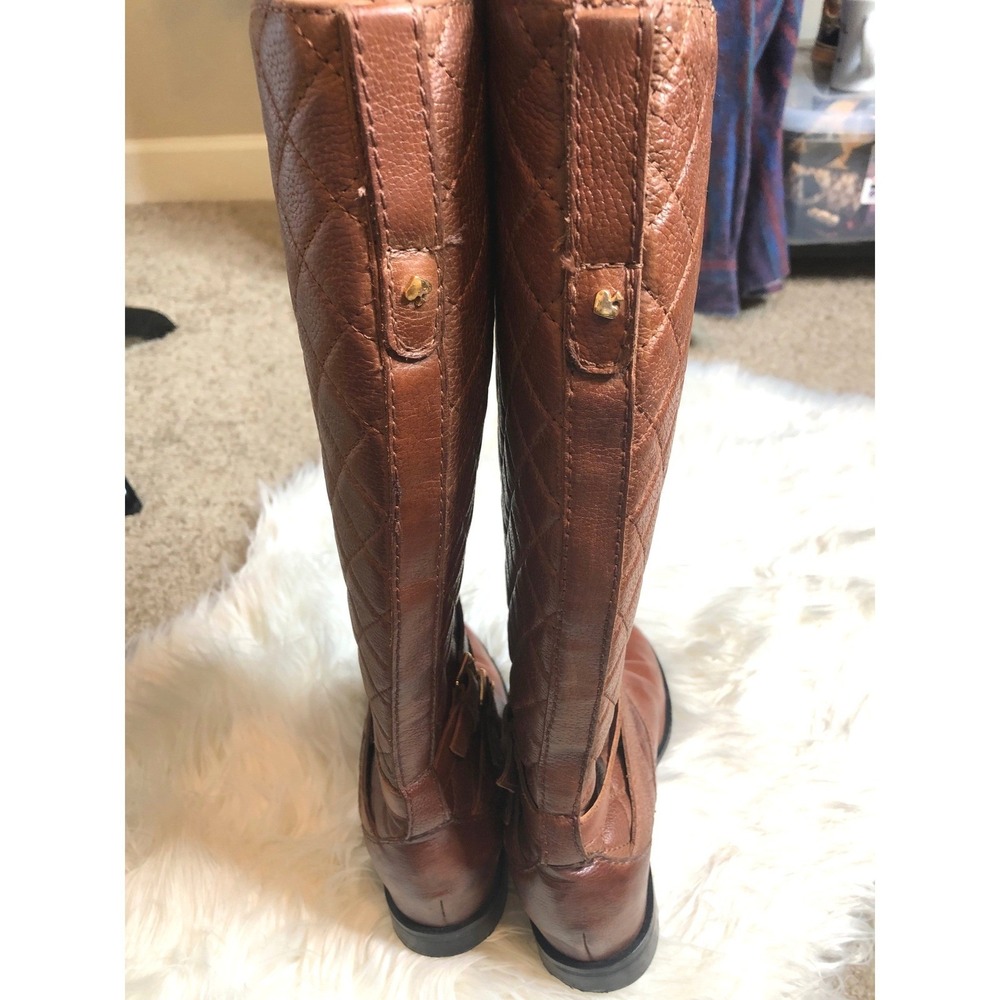Kate Spade Sutton Brown Quilted Leather Riding Boots Equestrian Size 7M - Flawed - Picture 6 of 8